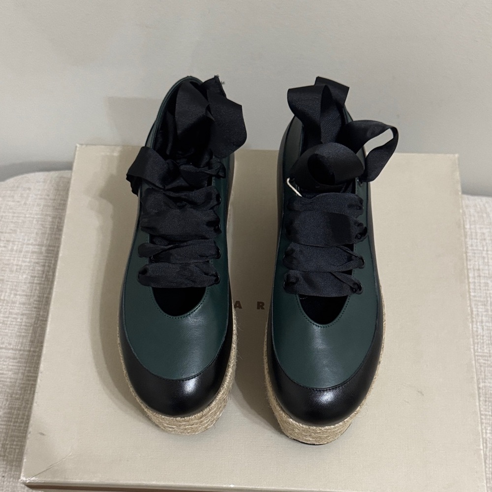 Marni Green and Black Espadrille Shoes